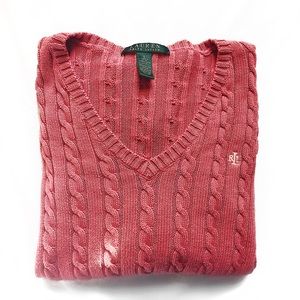 Lauren Ralph Lauren Pink Cable Knit Sweater